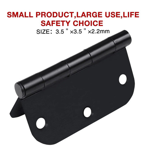 Interior Matte Black Door Hinges Three Point Five Inch Thirty Pack Radius Rounded Corners With Six Holes Includes One Hundred Eighty Screws