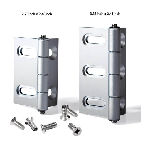 Two Pack Aluminum Door Hinges With Flat Head Screws, Adjustable Hole Spacing From Three To Five Inches, Silver Finish