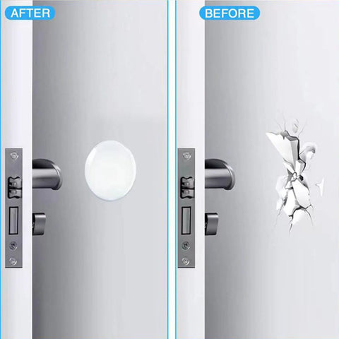 Protect walls and doors with 12 clear rubber bumper shields featuring self-adhesive backing; cushions door handles from damage.