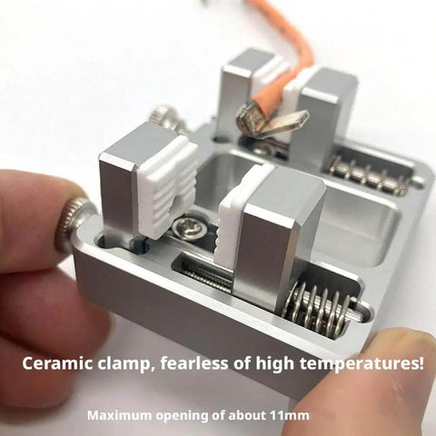 Close-up of Heavy Duty Aluminum Welding Clamp With Temperature Resistant Jaw For Precise PCB Soldering And Mounting