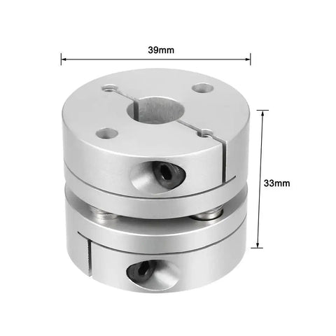 Beefy 12.7mm To 12mm Bore Flexible Diaphragm Motor Shaft Coupling Joint With Clamp, Aluminum Hubs, 39x33mm, for Servo or Stepper Motors