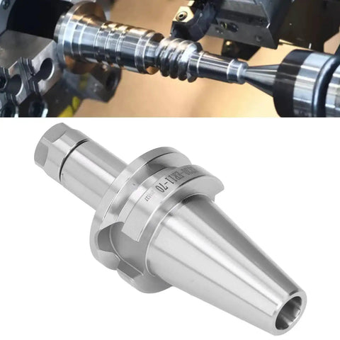 Top Notch Precision Collet Chuck Tool Holder Set 0.005mm For CNC Milling with Wrench, shown in lathe machine use, durable metal