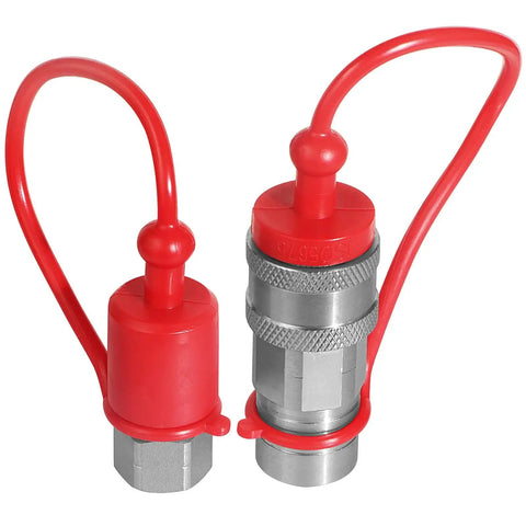 One Quarter Inch Ag ISO 5675 Hydraulic Quick Connect Pioneer Style Couplers With NPT Threads Dual Male And Female Set Dust Caps