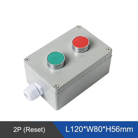 DIY Metal Push Button Control Box Explosion Proof Waterproof Junction Box With Emergency Start Reset, 2-Pole, Green and Red Buttons
