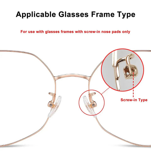Soft Silicone Eyeglasses Nose Pads With Air Cushion For Ultra All Day Comfort No Slip screw-in type on metal frame