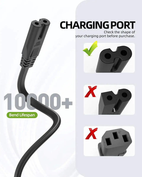 6 Foot Printer Power Cord Cable Fits HP OfficeJet Pro Envy DeskJet Canon PIXMA MG MP MX Epson Workforce Stylus EcoTank Printers ETL Listed Replacement, showing non-polarized plug with compatibility examples.