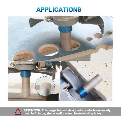 Diamond Finger Milling Bits For Porcelain Ceramic Granite Marble Three Eighths Inch Dry Core Drill Bit With Five Eighths Inch Eleven Thread Grit Fifty Sixty 75mm Length For Enlarging And Shaping Existing Holes For Pros And Diyers shown with applications in metal and stone.