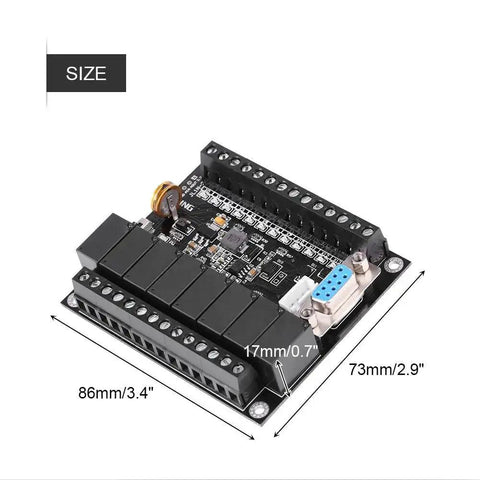 FX1N-20MR DC Panel PLC Controller with Relay Output, shown with dimensions for industrial automation use.