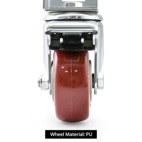 Close-up of Three Inch Caster Wheels For Boltless Shelving Racks, 500 Lb Load Capacity, PU material, front view