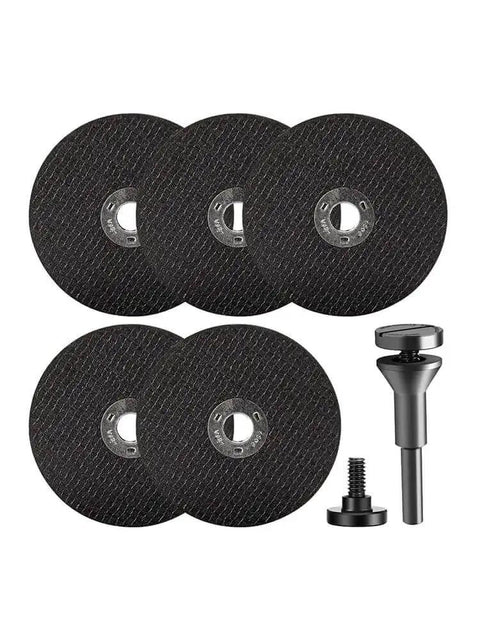Six Piece Cut Off Wheel Set With One Quarter Inch Stem For Die Grinder, Built Tough Metal Cutting Discs Reinforced With Fiberglass For Metal And Steel, Fits Rotary Tools And Drill Attachments, Black.