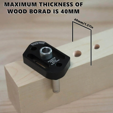 Self Centering Woodworking Drill Guide For Precise Mortise Positioning Handheld Drill Locator installed on wood board