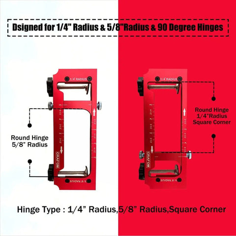 Door Hinge Jig Kit For Router, Aluminum Alloy Adjustable Mortise Template For Hinges From 2.5 To 5 Inches Long, shown front view