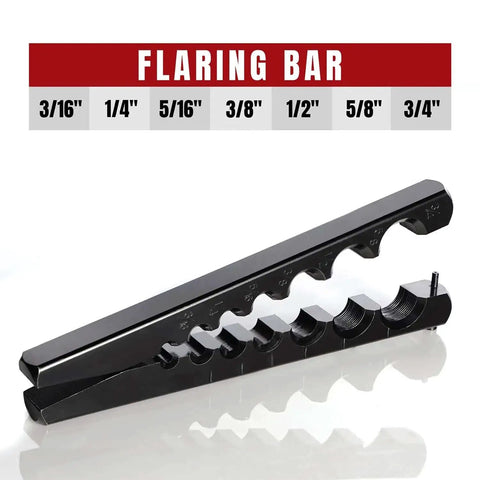 Seven Die Flaring Tool Set For HVAC Tubing Copper Aluminum Brass Flares At Forty Five Degrees with multiple pipe size slots
