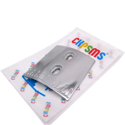 Scale Cover Plate 1Y-5 For 801 Skiving Leather Machines Drop-In Replacement Durable Steel Part Lying on Colorful Packaging