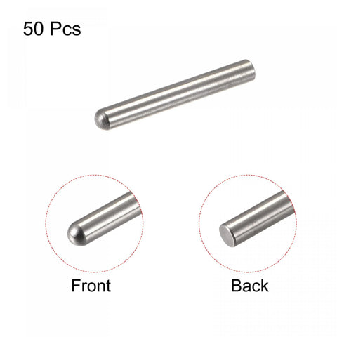 304 Stainless Steel Dowel Pins 3x20mm Round Head Flat Chamfered End 50 Pack for Furniture Shelves Bunk Beds
