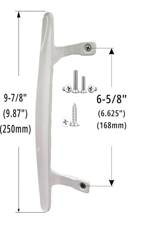 Painted White Diecast Zinc Alloy Sliding Patio Door Handle Replacement Heavy Duty Six And Five Eighth Inch Hole Spacing