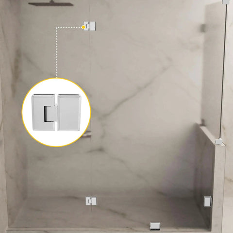 Adjustable Glass To Glass Shower Door Hinge With 180 Degree Swing Heavy Duty Solid Forged Brass Satin Finish Fits 3/8 In Or 1/2 In Glass