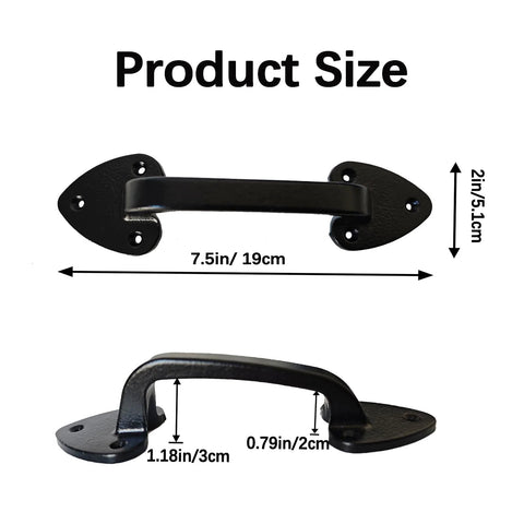 Heavy Duty Barn Door Handles 7.5 Inch Cast Iron Gate Pulls For Outdoor Gates Sheds And Sliding Barn Doors In Black Matte Finish