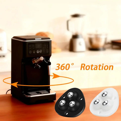 Peel And Stick Adhesive Caster Wheels For Appliances And Furniture 360 Degree Swivel Universal Rollers shown near coffee machine