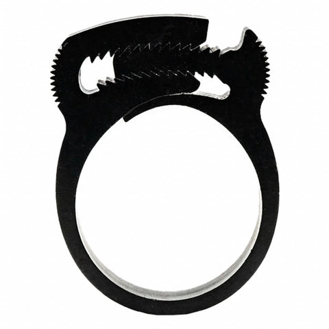 Double Grip Nylon Plastic Hose Clamp Black Double Tooth 1.82 To 1.98 Inch Clamping Diameter HC U PA66 BK 802NK8 High Strength Snap On Hose Clip For Automotive Marine Machinery And Industrial Use.