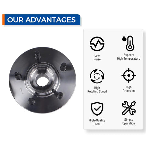 Rear Wheel Hub Bearing Assembly Direct Fit For 2002 To 2010 Ford Explorer front view with product benefits displayed