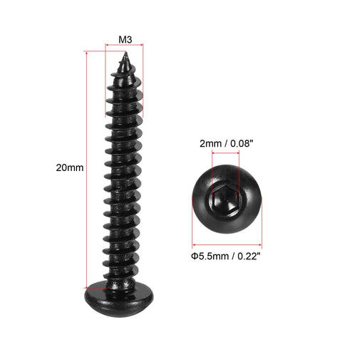 Hex Socket Self Tapping Screws M3 X 20mm Carbon Steel Wood Screws Pack Of 100 For DIYers And Pros Self Drilling Fasteners