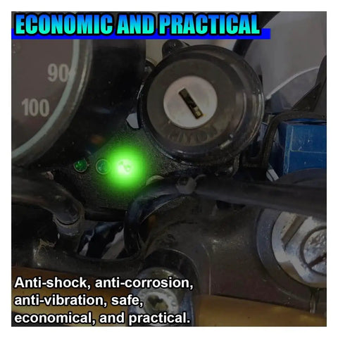 12V/24V Waterproof LED Indicator Light With 8mm Mount Metal Shell Panel Dash Light installed in vehicle dashboard, glowing green
