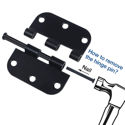 How to remove pin from Six Pack Three Inch Matte Black Interior Door Hinges With Rounded Edges Five Eighth Inch Radius, Heavy Duty