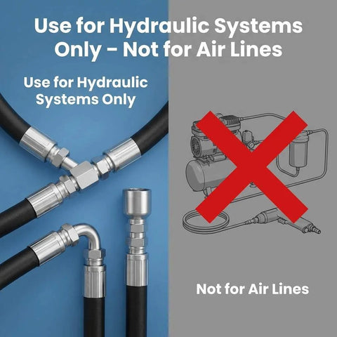 QWORK hydraulic hose fittings set with 3/8 in JIC 37° female swivel connectors, silver steel on black hoses.