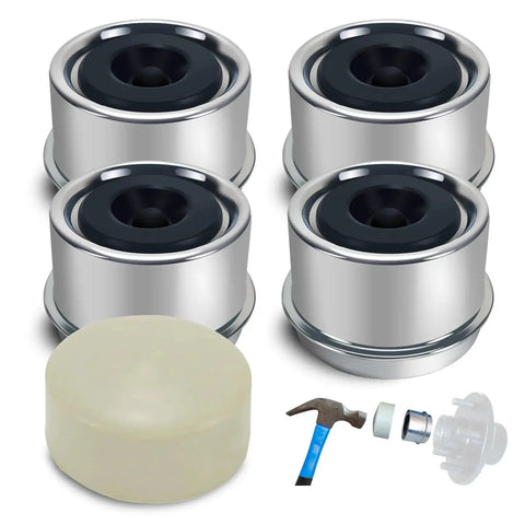 1.98 Inch Trailer Hub Caps 4 Pack With Rubber Plugs And Installation Tool Snug Fit Rust Resistant Bearing Dust Caps For 2000 3500 Lb Axles Protects Trailer Hubs From Dirt And Moisture