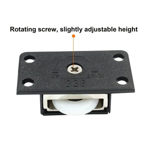 Sliding Cabinet Door Hardware Kit With Two Pairs Of ABS Single Wheel Furniture Rollers, Black Sliding Door Wheels For Closet Wardrobe And Cabinet