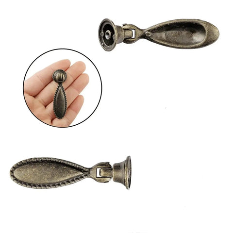 Two Pack Antique Bronze Single Hole Handle Pulls For Wooden Furniture Cabinets Cupboards Drawers Wardrobes And Doors 60x18mm 2.36x0.71 Inches Rust Resistant Iron With Antique Brass Plating, product shown in hand and separate views