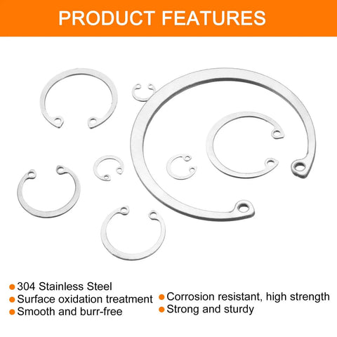 Five Pcs 62mm Internal Retaining Ring Circlip Set, 304 Stainless Steel Internal Snap Rings C Clips For Grooved Shafts And Studs