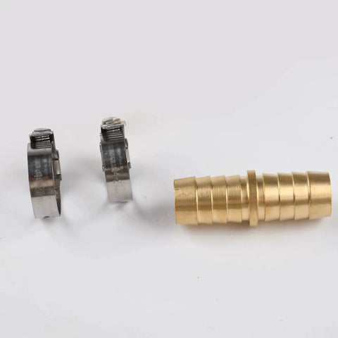 Brass Hose Joiner Repair Kit For Outdoor Use Five Eighths Inch Hose Mender With Stainless Steel Clamps Leak Resistant Barbed Coupler