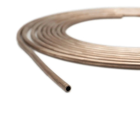 Coiled copper-nickel brake line tubing, 3/16 in OD, 25 ft length