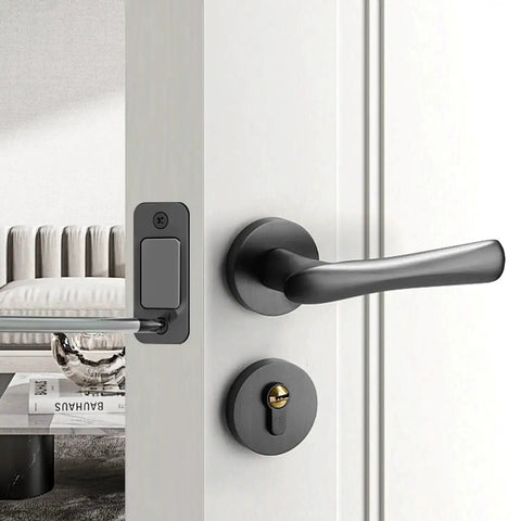 2 Piece Deadbolt Strike Plate Set With Large Hole, Round Corner 1 Inch By 2 And A Quarter Inch Stainless Steel Door Back Plate In Black