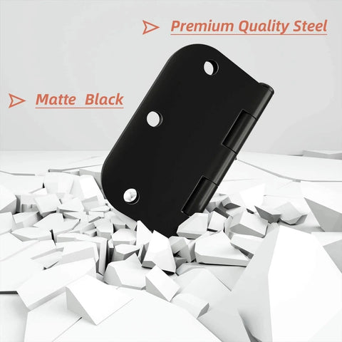 Door Hinges 3 Pack 3.5 Inch Interior Hinges With Five Eighths Radius Matte Black Steel Heavy Duty