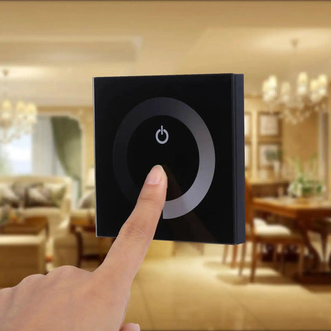 Wall Mounted Touch Panel Dimmer for 12V-24V Single Color LED Light Strips Easy Brightness Control With Smooth Glass Touch Panel