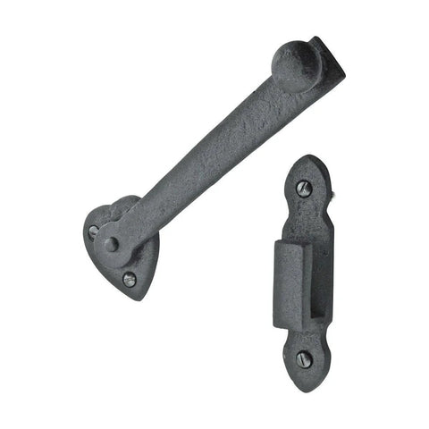 Black Wrought Iron Gate Flip Latch 4 Inch Tall Decorative Antique Heart Style Medium To Light Duty Door Lock Hardware