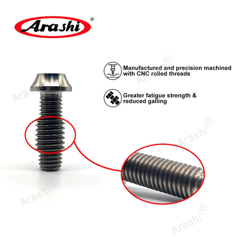 Rearsets Universal Replacement Bolts And Screws Titanium Alloy M8 By 25mm One Point Twenty Five Pitch Hex Allen Socket Head Pack Of 4 In Titanium Gray For Motorsport Race Ready Aerospace And Marine Applications close-up view showing thread detail.