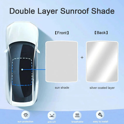 Glass Roof Sunshade For Tiguan 2010 To 2017 One Piece Foldable Shade with double layer sunroof illustration