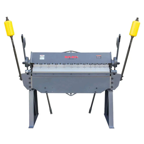 49 Inch Box And Pan Brake for Steel and Aluminum, 12 Gauge Capacity, Adjustable Bend, front view of heavy-duty metalworking tool.