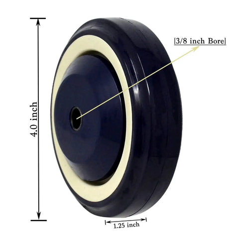 4 Inch Polyurethane Shopping Cart Wheels Pack Of Four With Stepped And Full Tread Face And Double Ball Bearing, 1200 Lbs Total Capacity, Durable Quiet Urethane Casters For Heavy Duty Carts, Wear Resistant And Smooth Rolling