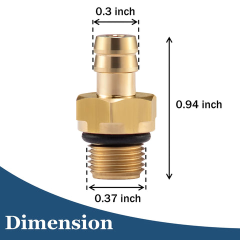 Brass chemical injector for pressure washer, 1/8 in BSP male thread with rubber seal