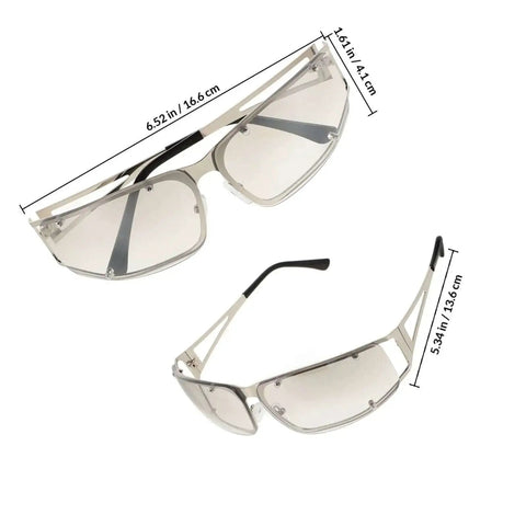 Dope Metal Frame Retro Sunglasses For Women With Hollow Design, Street Style Summer Outdoor Shades, UV400 Protection
