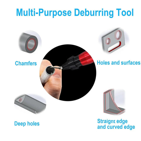 Premium Deburring Tool With 15 High Speed Steel Swivel Blades for chamfers, holes, deep holes, straight and curved edges.