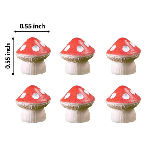 Set Of 6 Red Hinge Head Decorative Toppers For Doors With Magnetic Hinge Heads Mushroom Style Quirky Miniature Trinkets