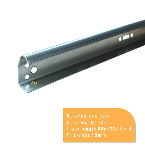 Vertical Garage Door Track Replacement Kit For 8Ft Doors Left And Right Side Rails, galvanized steel, close view of 88 inch rail