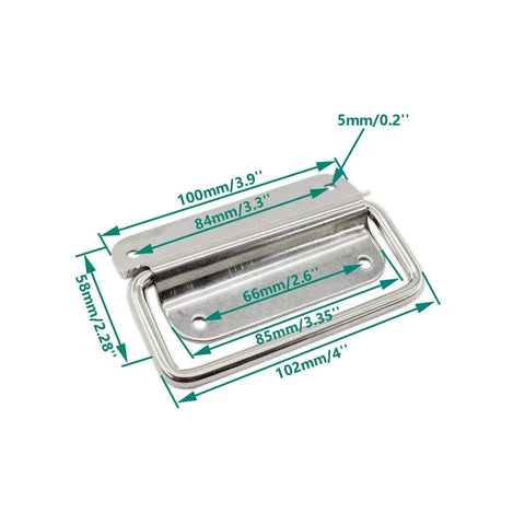 4 Pack Stainless Steel Wardrobe Handles Set With Foldable Boat Hatch Latches And Lifting Ring Pulls Rust Resistant Satin Finish 100mm Face Plate measuring diagram