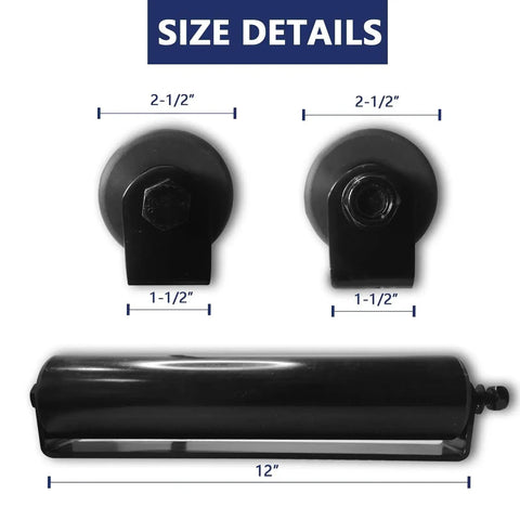 Size details of Slide Gate Guide Roller With C Post Welded Bracket, Heavy Duty Sealed Ball Bearing Side Roller Assembly, 12-inch.